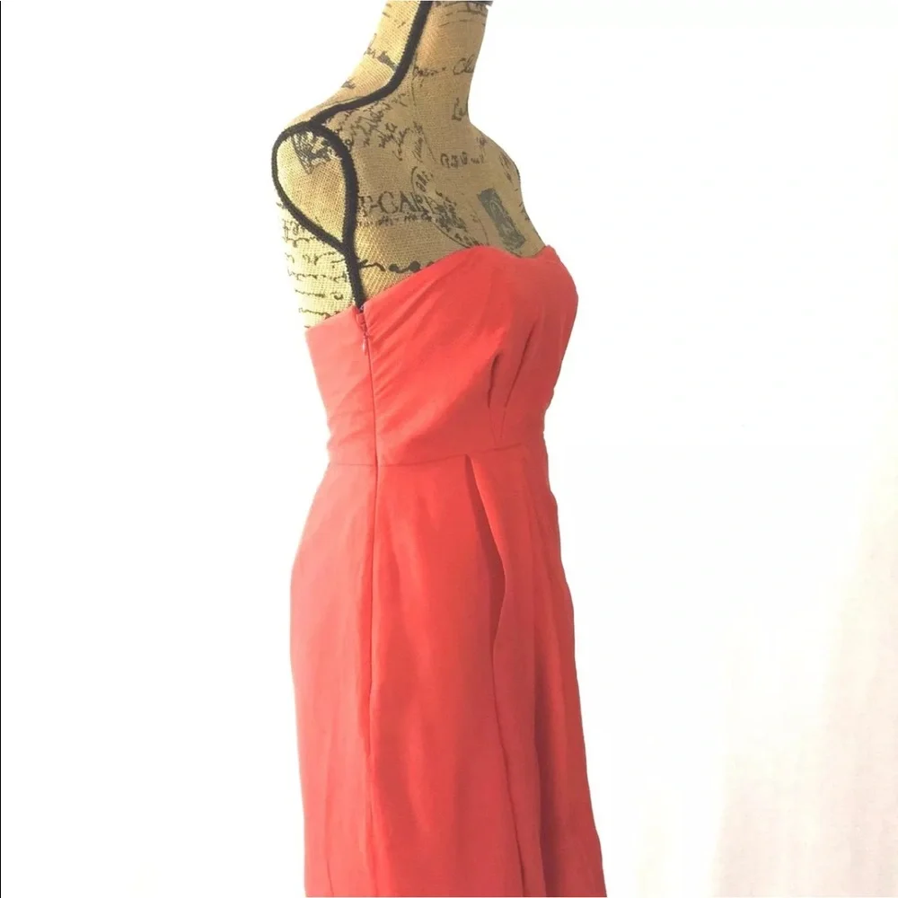 J.‎ Crew Silk Dress 6 Red Orange Strapless